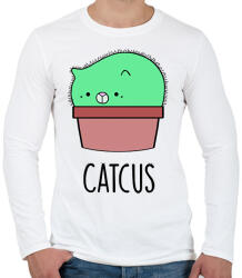 printfashion Catcus - Férfi hosszú ujjú póló - Fehér (1305796)