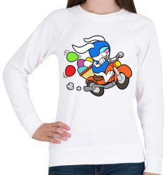 printfashion Motoros Nyuszi - Női pulóver - Fehér (2402341)