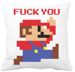 printfashion Super Mario - Fuck You - Párnahuzat, Díszpárnahuzat - Fehér (5186475)