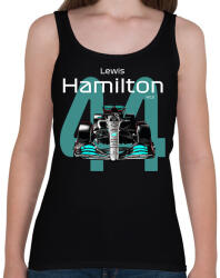 printfashion Lewis Hamilton 44 autóversenyző - fehér felirat - Női atléta - Fekete (16043365)