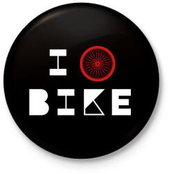printfashion I love bike (white) - Kitűző, hűtőmágnes - Fekete (7431937)