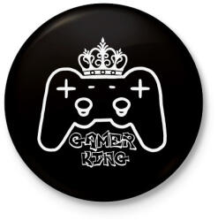 printfashion Gamer king - Kitűző, hűtőmágnes - Fekete (5325809)