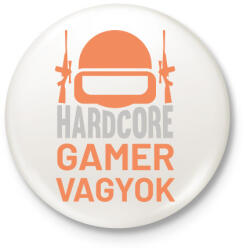 printfashion Hardcore gamer vagyok - Kitűző, hűtőmágnes - Fehér (11692489)