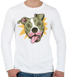 printfashion Pitbull - Férfi hosszú ujjú póló - Fehér (10137077)