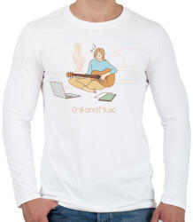 printfashion Chill and Music - Gitáros minta - Férfi hosszú ujjú póló - Fehér (6374429)