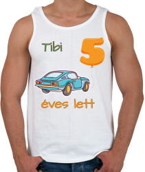 printfashion Kék kocsi - névvel, számmal - Férfi atléta - Fehér (6240173)