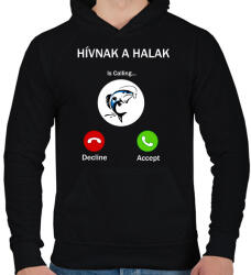 printfashion HÍVNAK A HALAK - Férfi kapucnis pulóver - Fekete (11514078)