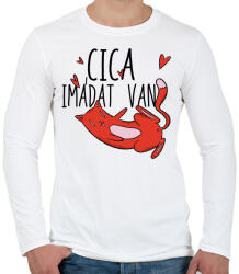 printfashion Cica imádat van - Férfi hosszú ujjú póló - Fehér (4223991)
