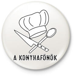 printfashion konyhafőnök - Kitűző, hűtőmágnes - Fehér (7553487)