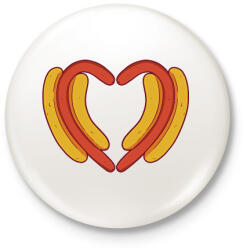 printfashion Hotdog szív - Kitűző, hűtőmágnes - Fehér (6106018)