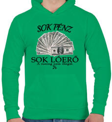 printfashion Sok pénz- Sok lóerő - Férfi kapucnis pulóver - Zöld (4844834)