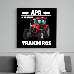 printfashion Apa a legjobb traktoros - Vászonkép - Fekete (6660865)
