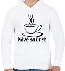 printfashion kávé szünet - Férfi kapucnis pulóver - Fehér (9285591)