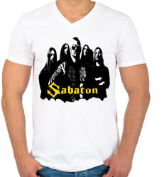 printfashion sabaton - Férfi V-nyakú póló - Fehér (1534144)