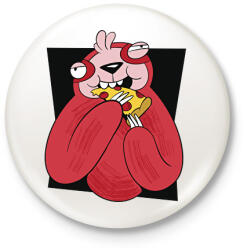printfashion Pizzás lajhár - Kitűző, hűtőmágnes - Fehér (6144378)