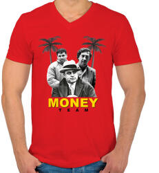 printfashion Money Team - Férfi V-nyakú póló - Piros (2847505)