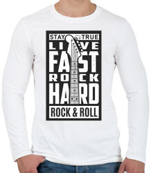 printfashion Stay true, Live fast, Rock hard, Rock & Roll - fehér - Férfi hosszú ujjú póló - Fehér (6373050)