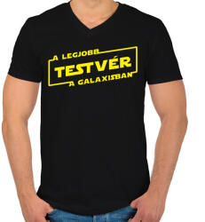 printfashion A legjobb testvér a galaxisban - Férfi V-nyakú póló - Fekete (1002385)