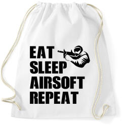 printfashion Eat, sleep, airsoft, repeat - Sportzsák, Tornazsák - Fehér (15528797)