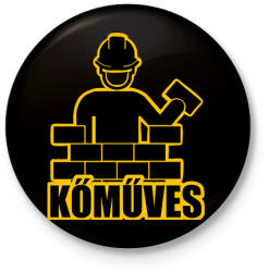 printfashion kőműves - Kitűző, hűtőmágnes - Fekete (7559826)