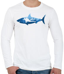 printfashion Cápa és búvár - Férfi hosszú ujjú póló - Fehér (6146224)