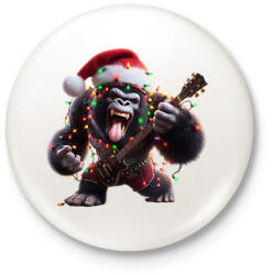 printfashion Vicces karácsonyi gitáros rocker party gorilla - Kitűző, hűtőmágnes - Fehér (15256756)
