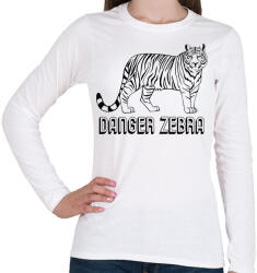 printfashion Danger zebra - Női hosszú ujjú póló - Fehér (2015682)