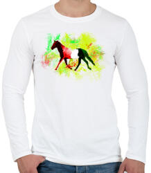 printfashion absztrakt ló - Férfi hosszú ujjú póló - Fehér (1209654)