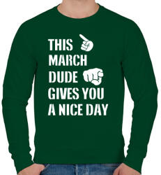 printfashion Ez a márciusi csávó szép napot kíván neked - Férfi pulóver - Sötétzöld (1381136)
