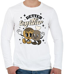 printfashion Retro páros - csirke és gofri - Férfi hosszú ujjú póló - Fehér (11704734)