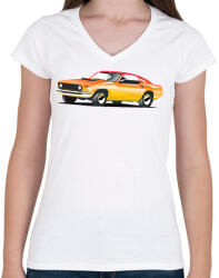 printfashion Fast car - Női V-nyakú póló - Fehér (2019304)