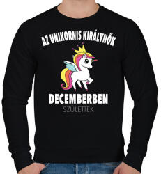 printfashion Unikornis királynők decemberben születtek (MAGYAR) - Férfi pulóver - Fekete (841408)