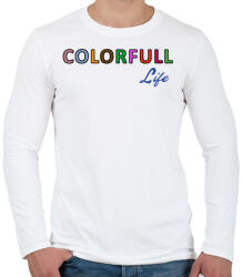 printfashion colorfull life felirat - Férfi hosszú ujjú póló - Fehér (1692119)