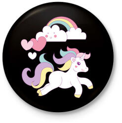 printfashion Unikornis imádat - Kitűző, hűtőmágnes - Fekete (3092463)