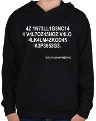 printfashion Intelligencia - Stephen Hawking - Gyerek kapucnis pulóver - Fekete (5773491)