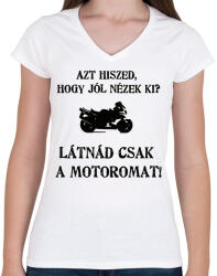 printfashion LÁTNÁD3 - Női V-nyakú póló - Fehér (2911094)