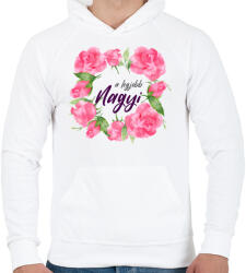 printfashion A legjobb Nagyi - Férfi kapucnis pulóver - Fehér (404963)