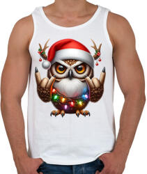 printfashion Vicces karácsonyi rocker party bagoly - Férfi atléta - Fehér (15251915)