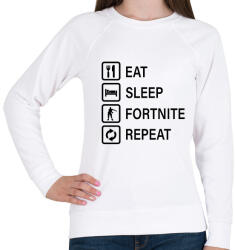 printfashion Eat Sleep Fortnite Repeat - Fekete - Női pulóver - Fehér (1551582)