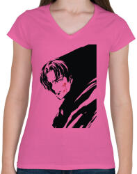 printfashion Attack On Titan Levi - Női V-nyakú póló - Rózsaszín (6106379)