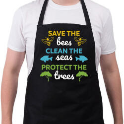 printfashion Save, clean, protect - Kötény - Fekete (13715739)