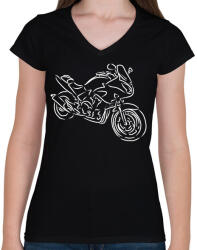 printfashion cbf1000f - Női V-nyakú póló - Fekete (2894605)