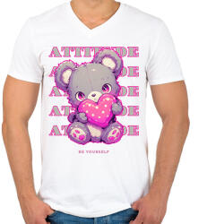printfashion Girl Attitude - Férfi V-nyakú póló - Fehér (15699009)