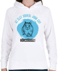 printfashion Az élet sokkal jobb egy hörcsöggel - Női kapucnis pulóver - Fehér (7095316)