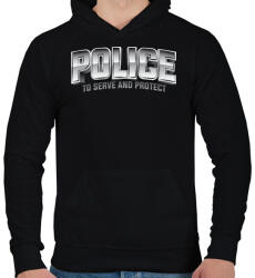 printfashion Police felirat - Férfi kapucnis pulóver - Fekete (457609)