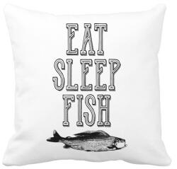 printfashion Eat, sleep, fish. - Párnahuzat, Díszpárnahuzat - Fehér (267931)