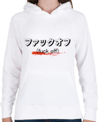 printfashion Fuck off - Japán - Női kapucnis pulóver - Fehér (7630119)