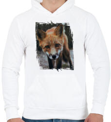 printfashion Róka portré - Férfi kapucnis pulóver - Fehér (4597632)