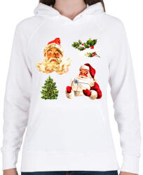printfashion Retro télapó - Női kapucnis pulóver - Fehér (14614091)