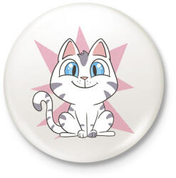 printfashion Cuki cica - Kitűző, hűtőmágnes - Fehér (6100213)